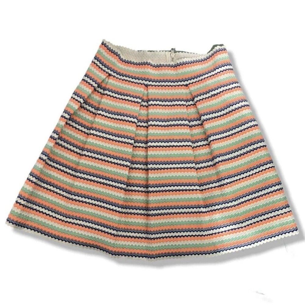 Petit Gateau Mini Skirt Women's Medium Multicolored Flare Casual Zig Zag Stripe
